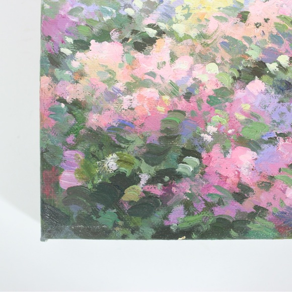 Vintage Oil Painting, Signed, Floral Field Trees Impressionist Small Original - Picture 4 of 8